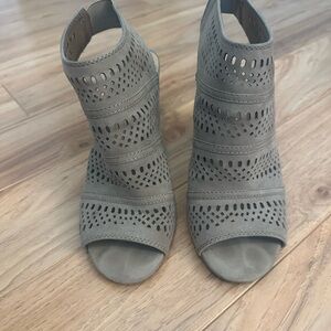 Women's Perforated Peep-Toe Ankle Boots